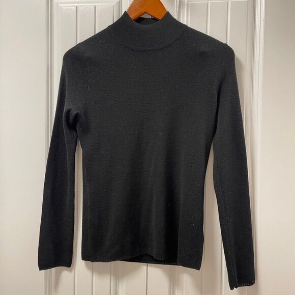 Vintage Camela Merino Wool Blend Knit Mockneck Sweater Black - Picture 2 of 10